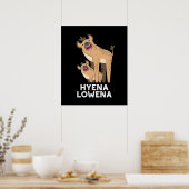 Hyena Lowena Funny Animal Hyena Pun Dark BG Poster (Keuken)