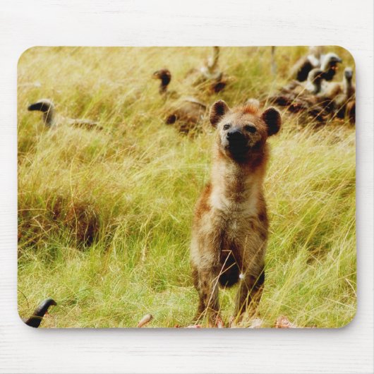 Hyena met wildebeest (gnu) mousepad muismat (Voorkant)