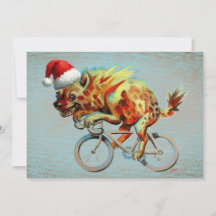 Hyena op de fiets met Santa Hat