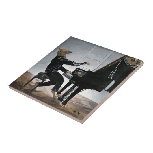 Hyena Piano Music Player Fantasy Art Ceramic Tile Tegeltje (Zijkant)