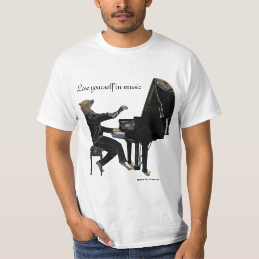 Hyena Piano Music Player Fantasy Art shirten T-shirt (Voorkant)