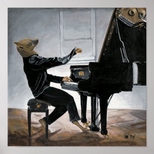 Hyena Piano Music Player Fantasy Wall Art Print (Voorkant)