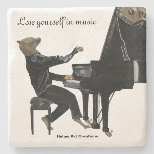 Hyena Piano Muziek Fantasy Art Stone Onderzetter (Voorkant)