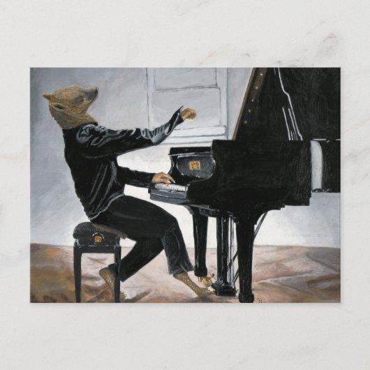 Hyena Piano Muziekspeler Fantasy Art Briefkaart (Voorkant)