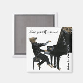 Hyena Piano Muziekspeler Fantasy Art Button Magnet (Voorkant / Achterkant)