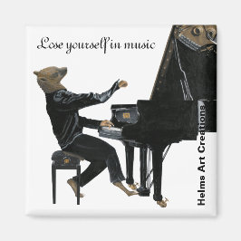 Hyena Piano Muziekspeler Fantasy Art Button Magnet