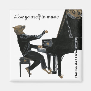 Hyena Piano Muziekspeler Fantasy Art Button Magnet
