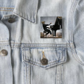 Hyena Piano Muziekspeler Fantasy Art Buttonnen Vierkante Button 5,1 Cm (In situ)