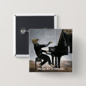 Hyena Piano Muziekspeler Fantasy Art Buttonnen Vierkante Button 5,1 Cm (Voorkant /achterkant)