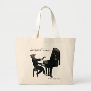Hyena Piano Muziekspeler Fantasy Art Canvas tassen