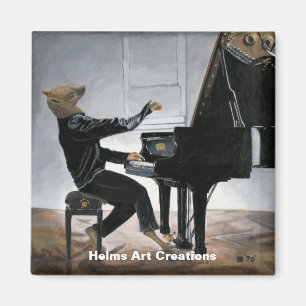 Hyena Piano Muziekspeler Fantasy Art Magnet