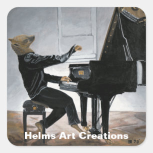 Hyena Piano Muziekspeler Fantasy Art Stickers
