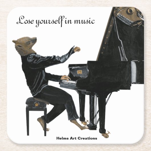 Hyena Piano Muziekspeler Fantasy Paper Onderzetter (Voorkant)