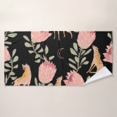 Hyena & Protea: donker  patroon Badhanddoek (Badhanddoek)