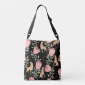 Hyena & Protea: donker patroon Crossbody Tas (Achterkant)