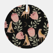 Hyena & Protea: donker  patroon Glas Ornament (Achterkant)