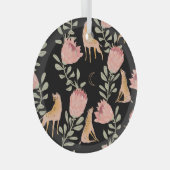 Hyena & Protea: donker  patroon Glas Ornament (Voorkant Rechts)