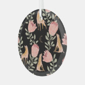 Hyena & Protea: donker  patroon Glas Ornament (Voorkant links)