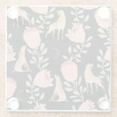 Hyena & Protea: donker  patroon Glazen Onderzetter (Achterkant)