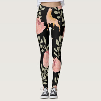 Hyena & Protea: donker  patroon Leggings