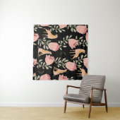 Hyena & Protea: donker patroon Wandkleed (In Situ (horizontaal))