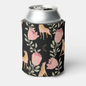 Hyena & Protea: zwarte achtergrond naadloos Blikjeskoeler (Blikje Achterkant)