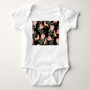Hyena & Protea: zwarte achtergrond naadloos Romper