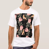 Hyena & Protea: zwarte achtergrond naadloos T-shirt (Voorkant)