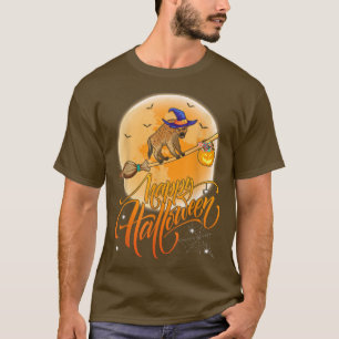 Hyena Ride Witch Shot Moon Hyena Halloween T-shirt