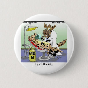 Hyena Tandheelkunde Grappige Cadeaus, T-shirts & V Ronde Button 5,7 Cm