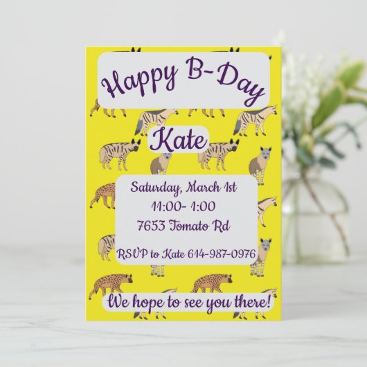 Hyena's jarig kaart (Staand voorkant)