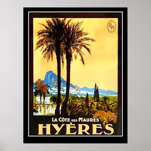 Hyeres Cote da Azur Vintage reclameposter Poster (Voorkant)