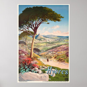 Hyères Côte d'Azur Frankrijk Oude Reisposter Poster
