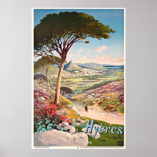 Hyères Côte d'Azur Frankrijk Oude Reisposter Poster (Voorkant)