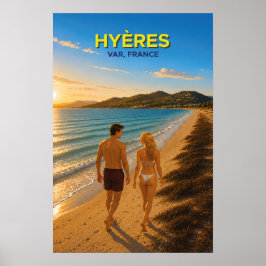 Hyères, Frankrijk – Oude Reisposter Poster