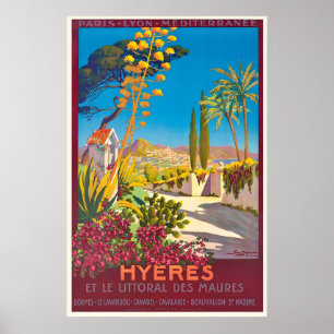 Hyères Middellandse Zee Frankrijk Vintage Reispost Poster