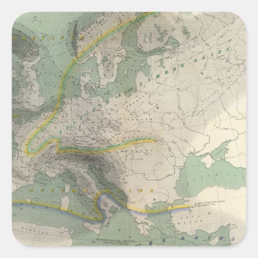 Hyetografische kaart Europa Vierkante Sticker (Voorkant)