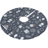 Hygee donkerblauw, witte, luie kaarsen met mittens kerstboom rok (Gekanteld)