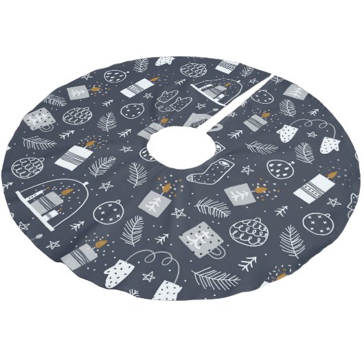 Hygee donkerblauw, witte, luie kaarsen met mittens kerstboom rok (Gekanteld)