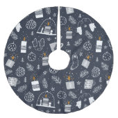 Hygee donkerblauw, witte, luie kaarsen met mittens kerstboom rok (Voorkant)