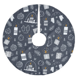 Hygee donkerblauw, witte, luie kaarsen met mittens kerstboom rok