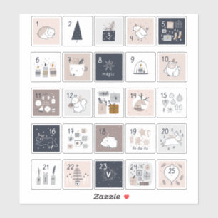 Hygge advent kalender kerstmis magie sticker