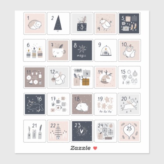 Hygge advent kalender kerstmis magie sticker (Vel)