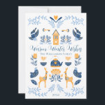 Hygge Blauw | Gele Unieke Warme Winterwensen Feestdagenkaart<br><div class="desc">Perfect voor uw wintergroeten,  deze unieke "Warme Winterwensen" bewerkbare ontwerp bevat een verzameling hygge-stijl graphics die zijn gerangschikt in een uniek patroon dat knus en vrolijk is.  Samengesteld ontwerp door Holiday Hearts Designs.</div>