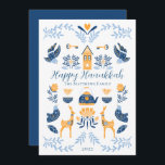 Hygge Blue | Gele unieke Happy Hanukkah Feestdagenkaart<br><div class="desc">Dit unieke 'Happy Hanukkah' bewerkbare ontwerp is perfect voor uw wintervakantievergrotingen en biedt tal van beelden met een hoge stijl die zijn gerangschikt in een uniek patroon dat lui en vrolijk is. Composietontwerp per feestdag — Design.</div>