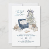 Hygge Blue Winter New Home for Holiday Invitation Kaart (Voorkant)