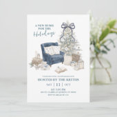 Hygge Blue Winter New Home for Holiday Invitation Kaart (Staand voorkant)