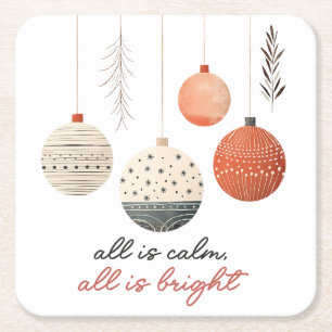 Hygge Christmas Baubles Kartonnen Onderzetters