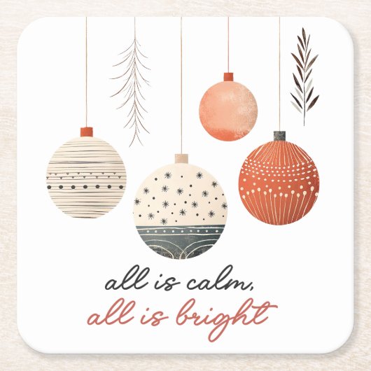 Hygge Christmas Baubles Kartonnen Onderzetters (Voorkant)