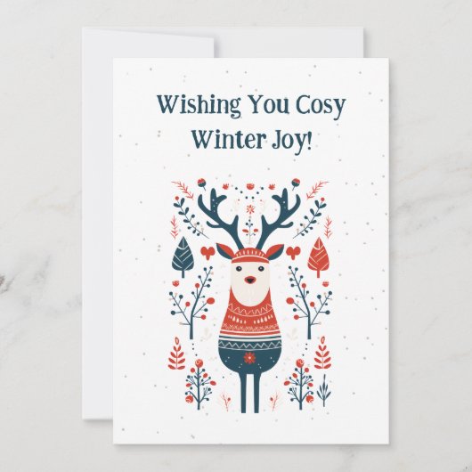 Hygge Christmas Deer Design - Scandinavisch geïnsp Bedankkaart (Voorkant)